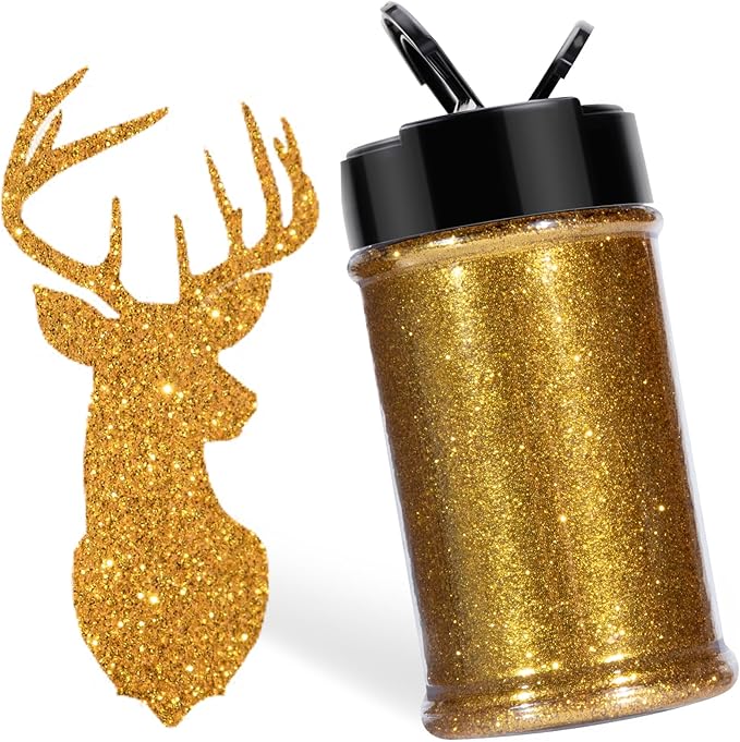 HTVRONT Gold Glitter for Crafts and Arts- 1.7oz/50g Fine Glitter Dust | Craft Glitter for Resin, Jewelry, Keychains, Candle Making, Paint, Slime Add Ins, Cosmetic Glitter for Nail Face
