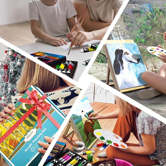 Inburit Art Acrylic Paint Set for Adults & Kids with Canvas Easel