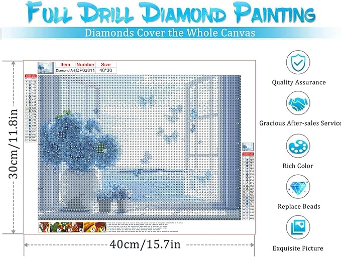 Diamond Art Kits for Adults,Flowers Diamond Painting Kits 12 x 16in