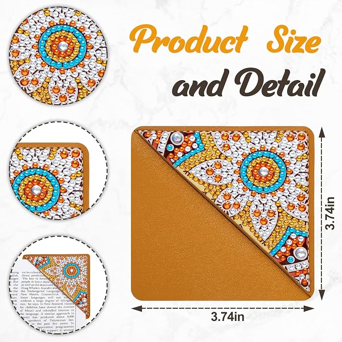 WIVICO 4Pcs Diamond Painting Bookmarks, Diamond Pearl Art Kits for Adults | DIY Diamond Dots Paint By Numbers Kit,Gifts for Book Lovers(Mandala)