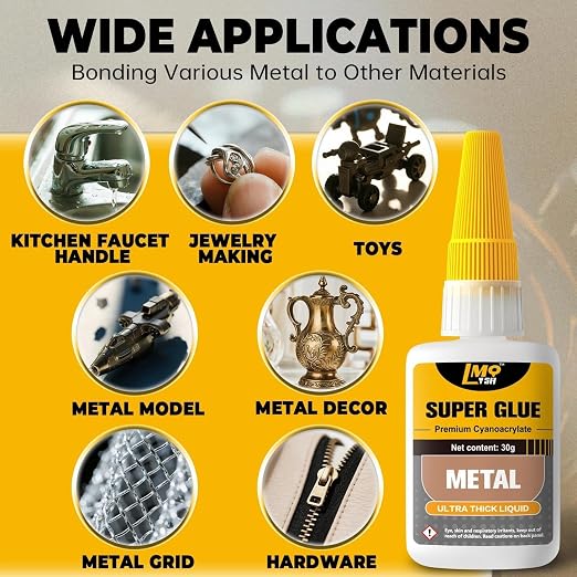 Liquid Super Glue for Metal, 30g Clear Instant Thick CA Glue for Stainless Steel Aluminum DIY Crafts and Repairs, Fast Drying High Strength All Purpose Permanent Professional Cyanoacrylate Adhesives