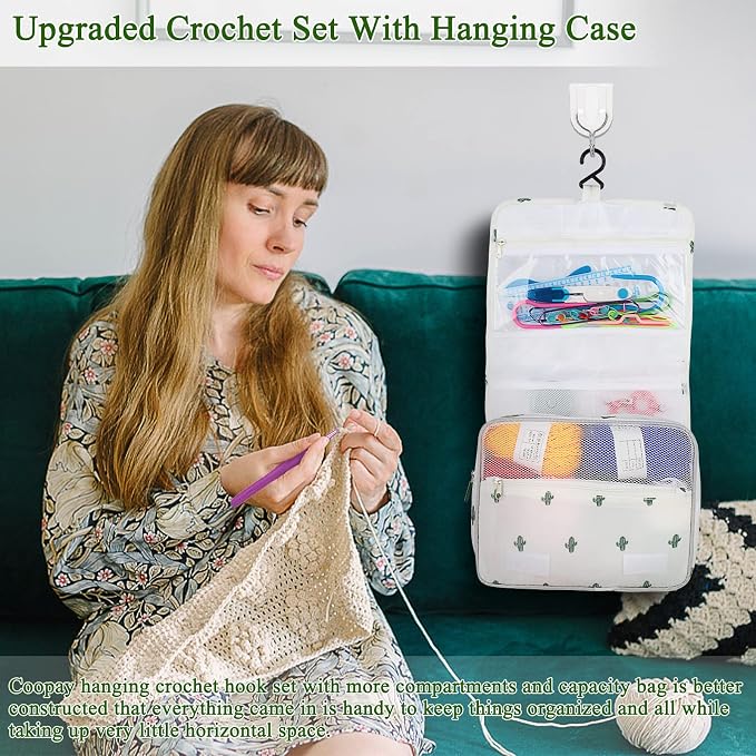 Coopay Upgraded Crochet Kit for Beginners, All-in-One Crochet Kits (63Pcs) | Complete Crocheting Set with Yarn, Ergonomic Crochet Hooks, Easy-to-Follow Tutorial,Storage Case-Idea Starter Kits Gift