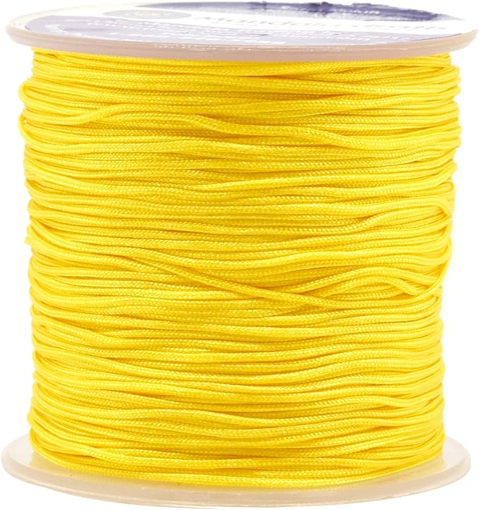 Mandala Crafts 1mm Yellow Rattail Nylon Satin Cord for Jewelry Making
