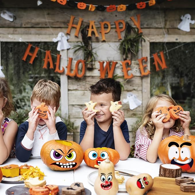 OHOME Halloween Party Favors - 36 Pack DIY Pumpkin Face Stickers for Kids - Halloween Games Toys Gifts Crafts Treats Accessories - Trick-or-Treat Pumpkin Decorations Activities Party Supplies