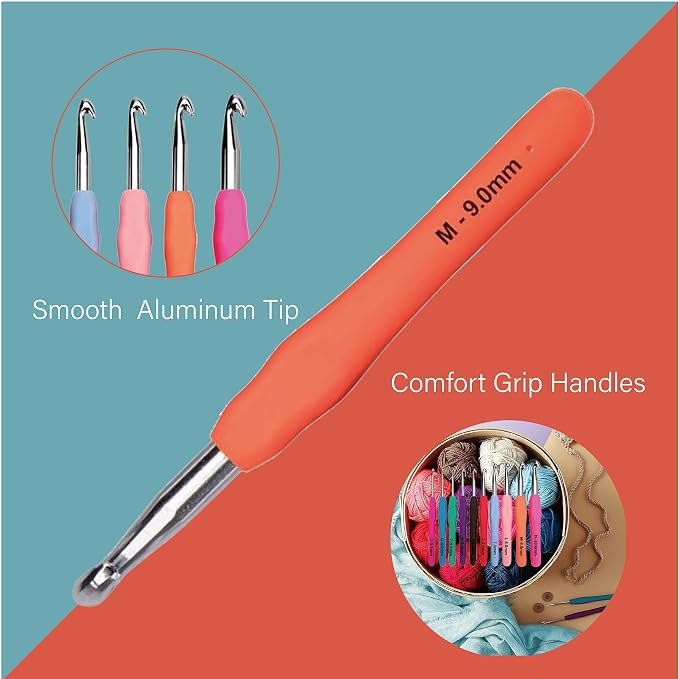 Yarniss 20 Size Crochet Hooks 0.5mm-10mm,Ergonomic Hook for Arthritic Hand