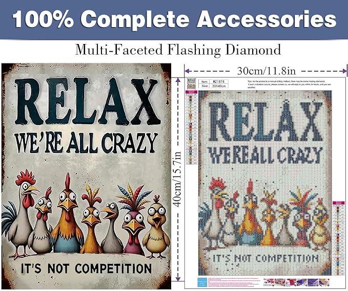 ijbnhd Chicken Diamond Art Kits for Adults Diamond Painting Kits 12x16inch