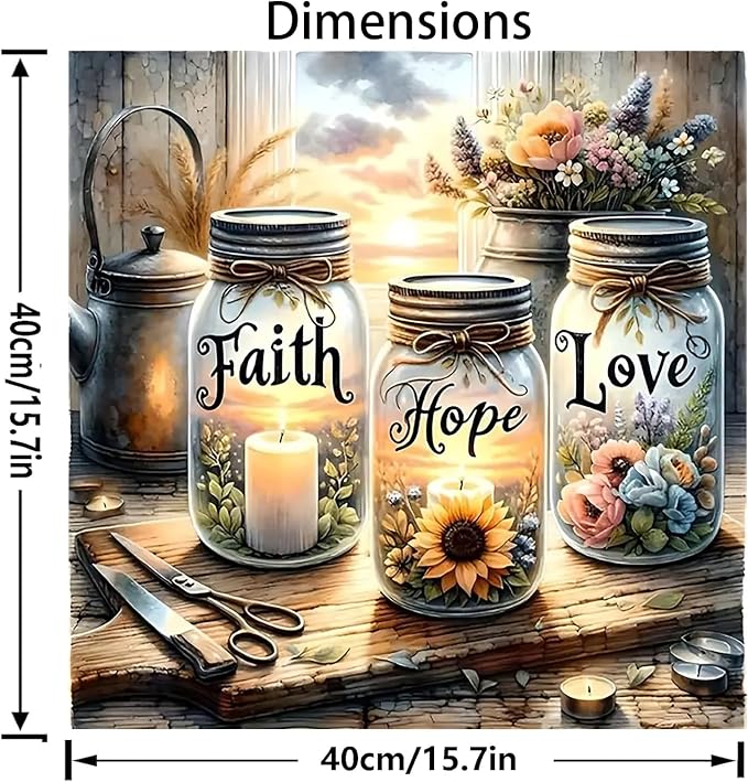 Faith Hope Love Wishing Bottle Paint by Number Canvas Kit for Adults | DIY Beginner Easy Paint by Number Kits ,Oil Paint by Color Acrylic Painting Home Wall Decor