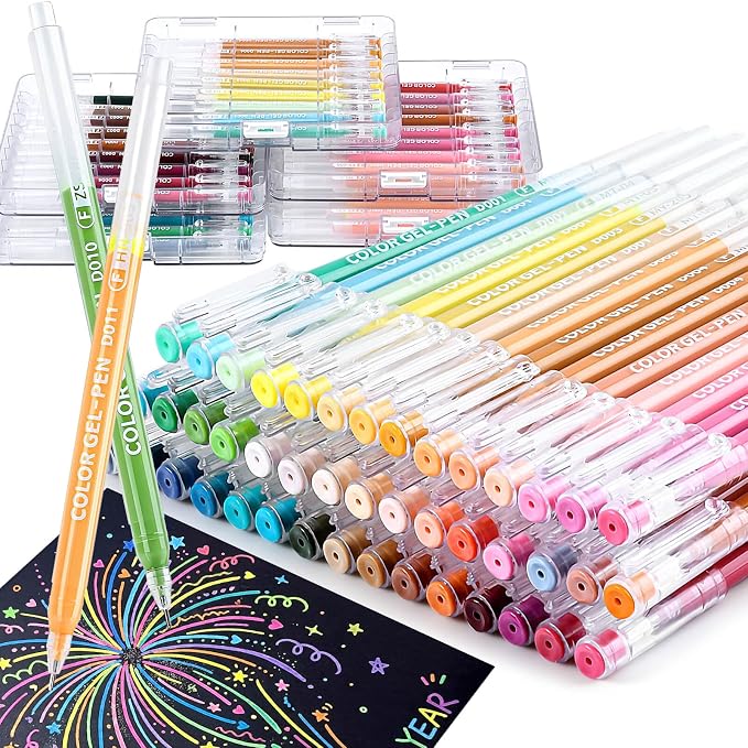 45 Colors Gel Pens for Coloring, Gel Pens Set for Adult Coloring Books No Bleeding, 0.6mm Fine Point Colored Pen Markers for Painting, Doodling, Illustrations, Writing, Art DIY Crafts