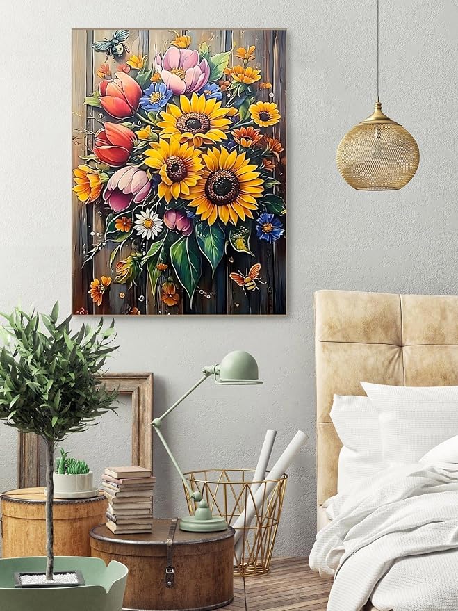 askkqtx Flowers Diamond Art Kits for Adults 12x16 Inch