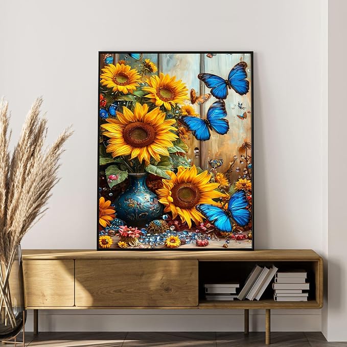 Paint by Numbers Kit for Adults, Sunflower & Butterfly Design, 16x20 Inch