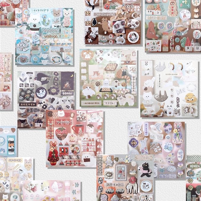 Tmtains 30 Sheets Japanese Manga Style Sticker Book 800+Pcs Heisei Retro Animal Plant Theme Manga Books Style Sticker Vintage Aesthetic Japanese Stickers Book for Adults Scrapbooking Notebook (Animal)