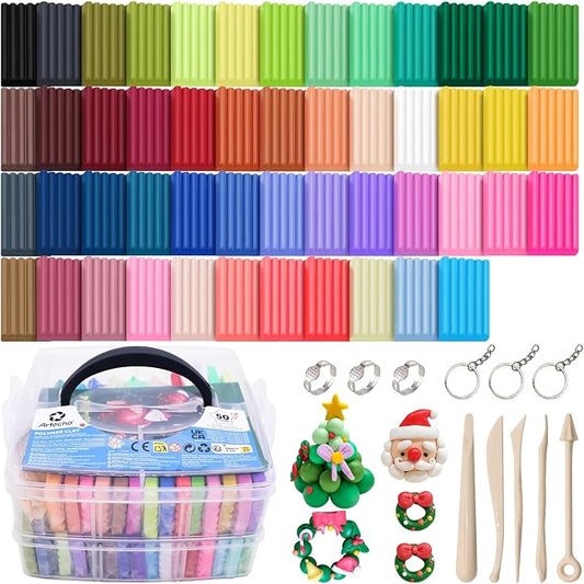Artecho Polymer Clay Kit, 50 Colors Oven Bake Clay | Modeling Clay for Adults, DIY Sculpting Craft Set with Sculpting Tools, Jewelry Accessories, Arts and Crafts Gifts