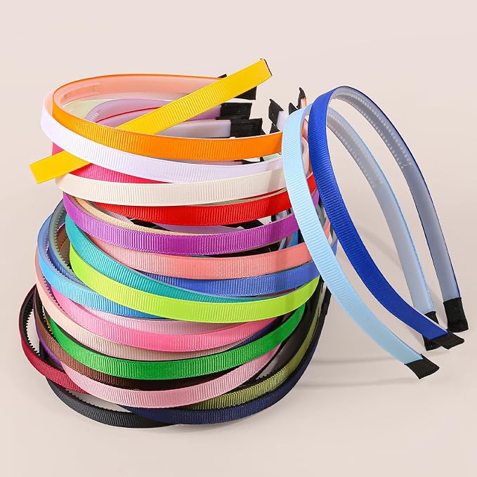 35Pcs Grosgrain Ribbon Headbands DIY Hair Bands for Women Girls