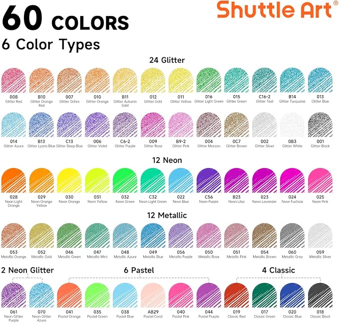 Shuttle Art Gel Pens, 120 Pack Gel Pen Set Packed in Sturdy Box, 60 Unique Colors with 60 Refills for Adults Coloring Books Drawing Doodling Crafts Scrapbooking Journaling