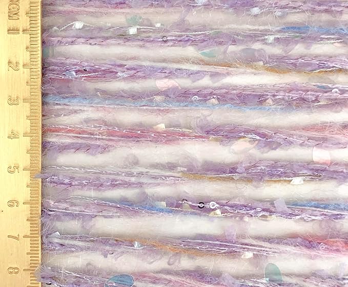 Artisanal Yarn Collection Multifiber Fancy Yarn with Sequins & Iridescent Shimmering Threads for Knitting Crocheting Crafts DIY, Set of 3 Rolls (Lilac)