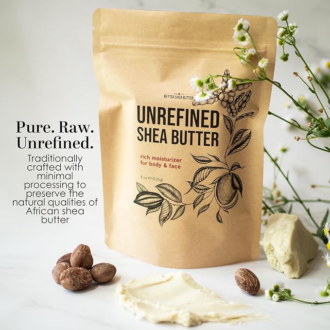 Raw Shea Butter – 100% Pure Unrefined African Shea Butter | Deep Moisturizer for Dry Skin, Hair and Scalp | DIY Body Butter, Lip Balm and Soap Base | Natural Earthy Aroma 1 lb Block (Pack of 3)