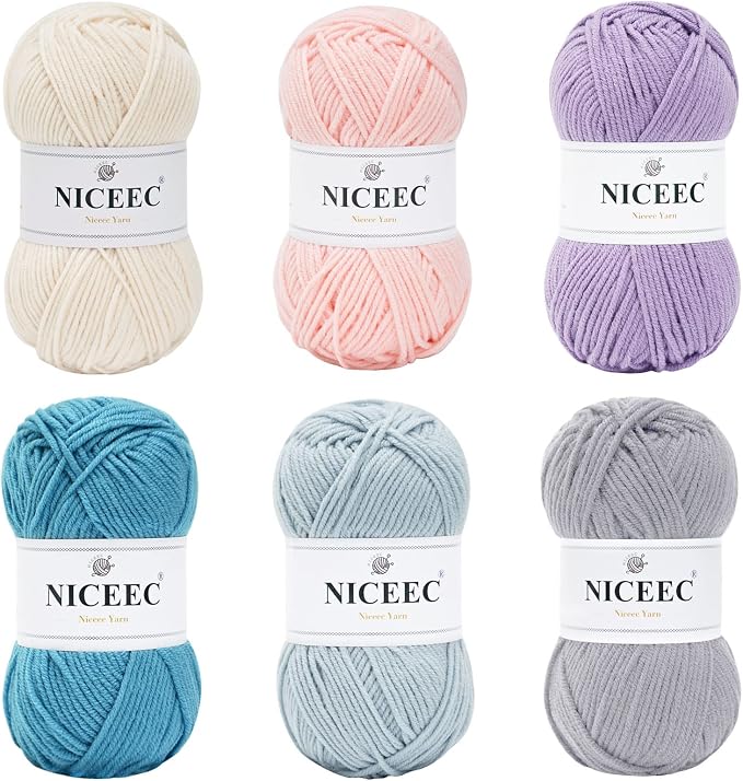 NICEEC 300g Soft Assorted Colors Yarn 100% Acrylic 870yds -Series 9