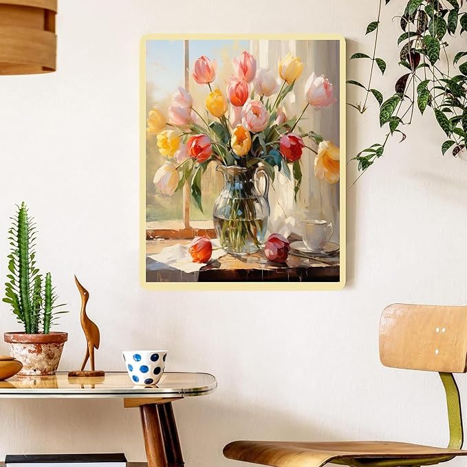 Arttoplus Flower Paint by Numbers Kit for Adults Canvas 16x20inch | Flower Paint by Numbers Kits for Adults Beginner, Oil Acrylic Painting by Numbers for Gift Home Wall Decor (Without Frame)