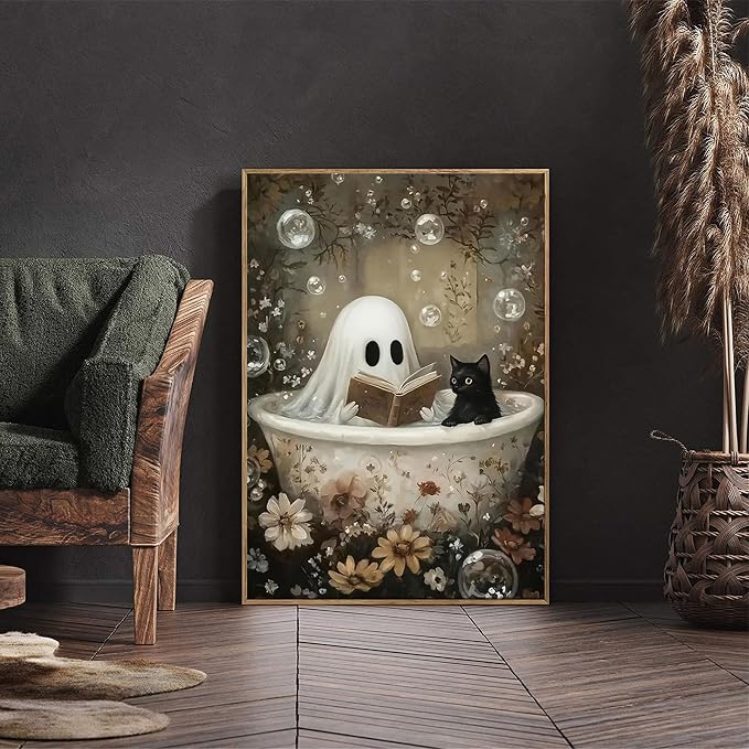 Ausanrl Halloween Paint by Numbers with Frame Wooden Easel - Paint by Number Adult, Halloween Frame Paint by Numbers,Gifts and Home Wall Decor 12x16inch
