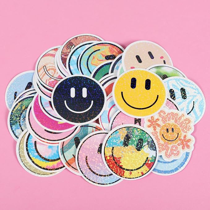 50PCS Smile Glitter Stickers