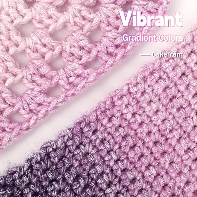 Katech Gradient Cake Yarn for Crocheting-Multicolor Soft Cotton Yarn | 100g/3.52 oz-DK Light Weight #3-60% Cotton 30% Acrylic 10% Wool-Perfect for Scarves, Shawls, Blankets and Garments(C)