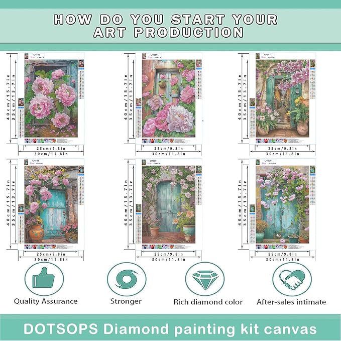 DOTSOPS 6 Pack Flowers Diamond Painting Kits for Adults Art Painting Kits | Crafts DIY 5D Diamond Art Packs Kits Full for Adults,Beginner Home Wall Decoration Gift 11.8 x 15.7 Inches