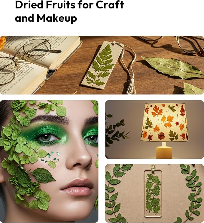Resiners Dried Pressed Flowers for Resin Molds, Real Natural Dried Flowers Dry Leaves kit for Scrapbook Supplies Card Making Resin Jewelry Making Soap Candle DIY Crafts (Green Leaves100pcs)