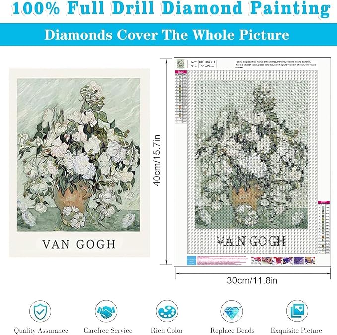 4 Pack Monet Diamond Art Kits for Adults Diamond Painting Kit for Beginner