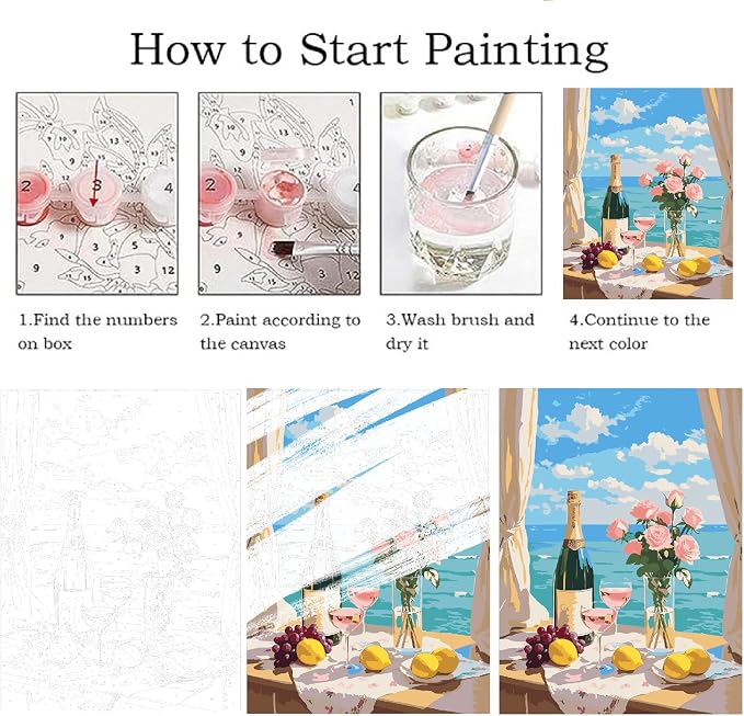 ZRIZQ Landscape Paint by Numbers Kit for Adults Beginner,Flowers Sea,16x20