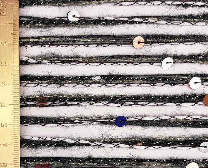 Artisanal Yarn Collection Multifiber Fancy Yarn with Colorful Sequins for Knitting Crocheting Crafts DIY, Set of 3 Rolls (Charcoal with Sequins)