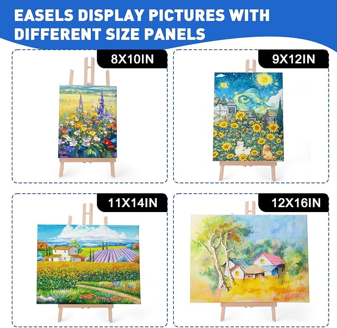 ESRICH 10PCS 17 Inch Tabletop Easels, Easel Stand for Painting | Tripod, Painting Party Easel, Kids Student Desktop Easel for Painting, Paint Easel for Canvas Paint