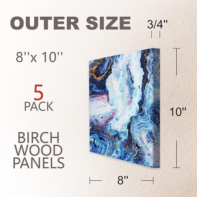 Cupohus 8'' x 10'' 5 Packs Unfinished Wood Canvas Panels for Painting