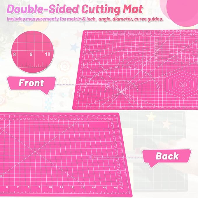 anezus Self Healing Cutting Mat for Rotary Cutting, 17.8" x 11.9", Pink