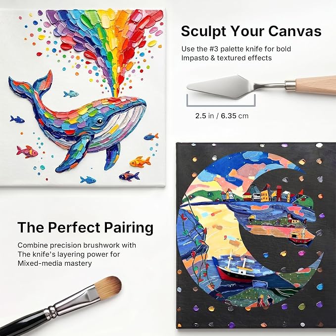 Nicpro 30pcs Paint Brush Set, Professional Paintbrushes with Paint Spatula and Cloth Roll, Craft Paint Brushes for Acrylic Painting, Oil, Watercolor, Gouache, Art Supplies for Artists and Beginners