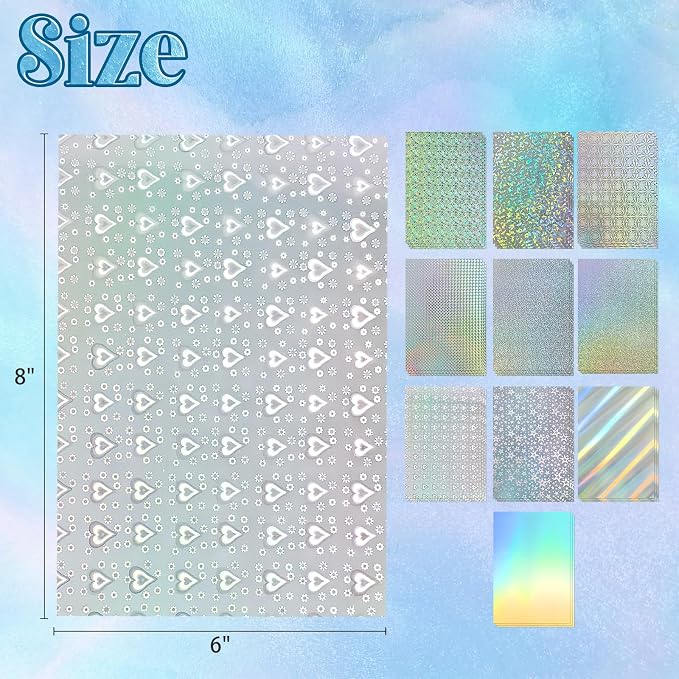 30 Sheets Holographic Cardstock Paper Sheets 250gsm/92lb 6×8inch