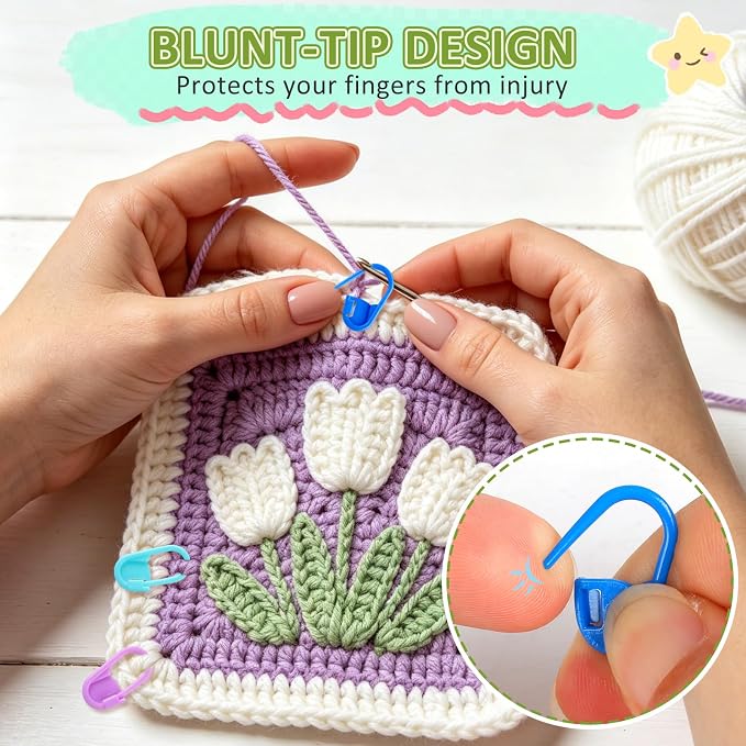 359PCS Crochet Accessories Kit, 7 Color Knitting Locking Stitch Markers with 9 Yarn Needles, Stitch Markers for Crocheting, Plastic Safety Pins for DIY & Craft Sewing