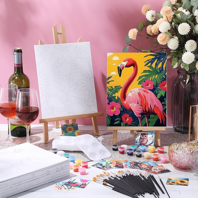 Sherr 24 Pcs Pre Drawn Canvas for Adult, Mixture, 8 x 10 Inch