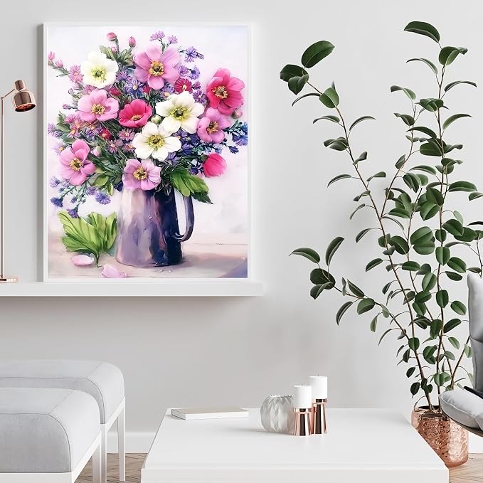 Ausanrl Flower Diamond Painting Kits for Adults - Diamond Art Kits for Adults Beginner,5D Diamond Painting Flowers,Gem Art Kits for Gifts Home Decor 12x16inch