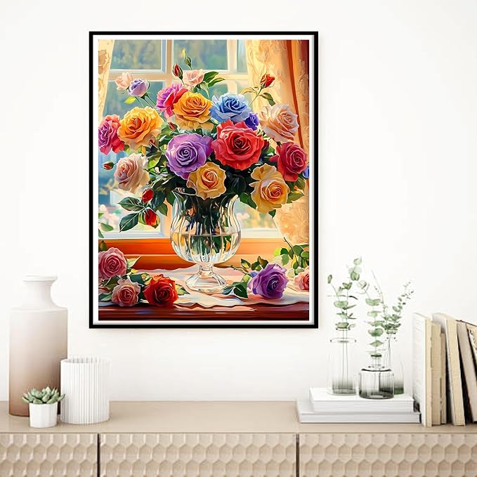 Ycydilirab Flowers Paint by Numbers Kits for Adults - Paint by Number Flowers,DIY Adults Paint by Numbers on Canvas Drawing Colorful Paintworks Artwork for Gifts and Wall Docer 16x20inch
