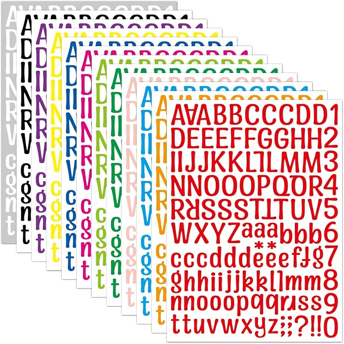 1512 Letter Stickers 12 Sheets Alphabet Stickers Vinyl Self-Adhesive Number Alphabet Vinyl Stickers, Mailbox Numbers Labels DIY Crafts Art Making, Decals for Sign,Scrapbook, Classroom Decor, Door