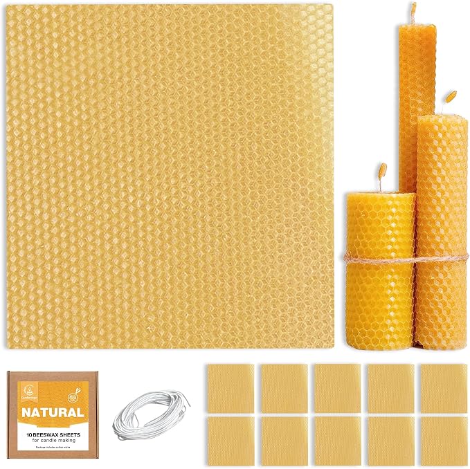 Natural Beeswax Sheets for Candle Making - DIY Beeswax Candle Rolling Kit for Kids & Adults