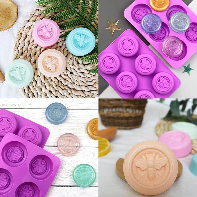 Soap Molds, Soap Molds for Soap Making, Perfect for Bee Soap Making, Honey Silicone Molds for Handmade Soap, Lotion Bars, Wax Melts, Beeswax （3 Pack - Bee）