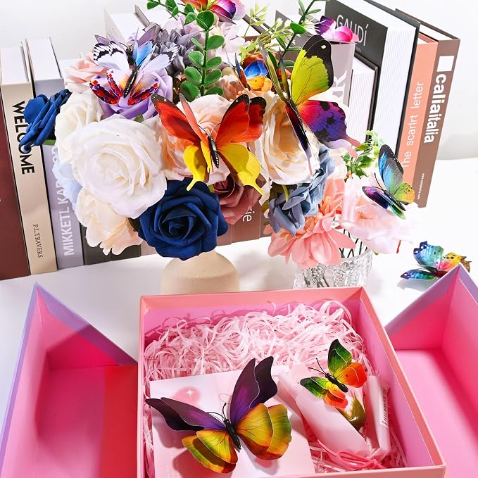 SAOROPEB 3D Butterfly Wall Decor, 48 Pcs Multicolor Butterfly Decorations