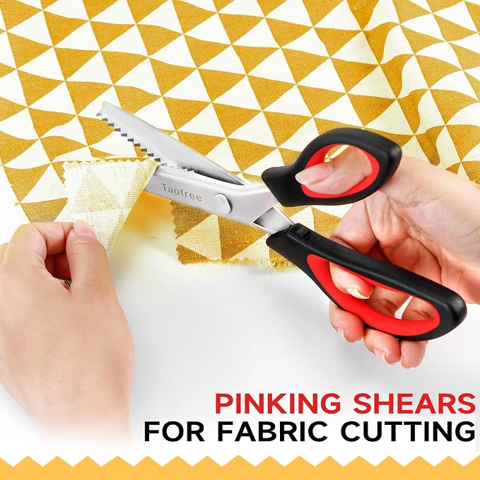 Sewing Scissors for Fabric Cutting, Taotree 9.5" Pinking Shears for Fabric