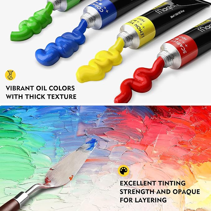 Magicfly Oil Paint, 40pcs (18ml/0.6oz) Oil Paint Set, Oil Paints on Canvas | Professional Oil Painting, Non-toxic, Creamy Texture, Rich Pigments, Easy to Blend, Suit for Artists/Students/Beginners/Kids
