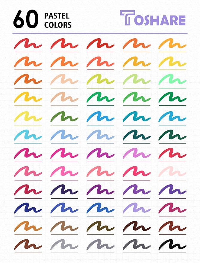 60 Colors Dual Tip Watercolor Markers Pens for School Supplies-Brush & Fine | Coloring Markers No Bleeding for Adult Coloring Books Calligraphy Card Making Sketching Journaling Note Taking Planner Travel