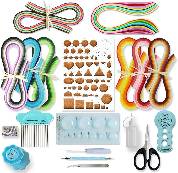 JUYA Paper Quilling Kit 960 Strips with 12 Tools, Blue Set, 5mm