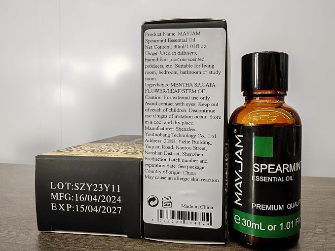MAYJAM Spearmint Essential Oil for Diffuser Skin Hair Care, 1.01fl.oz