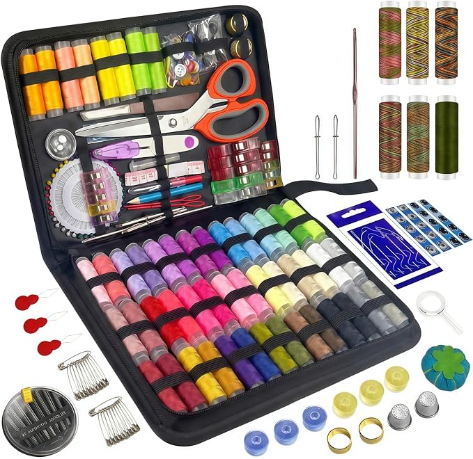 Forypretty Sewing Kit for Adults, 304 PCS Needle and Thread Kit with Tailor Scissors and Accessories, 50 XL Thread Spools, Travel Sewing Kit for Beginners, Oxford Cloth, Gift for Mom Grandma