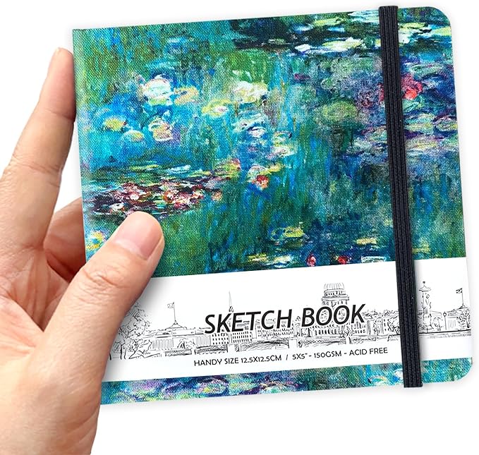 5" x 5" Hardcover Sketch Book,58 Sheets Small Mixed Media Pocket Sketch Pad